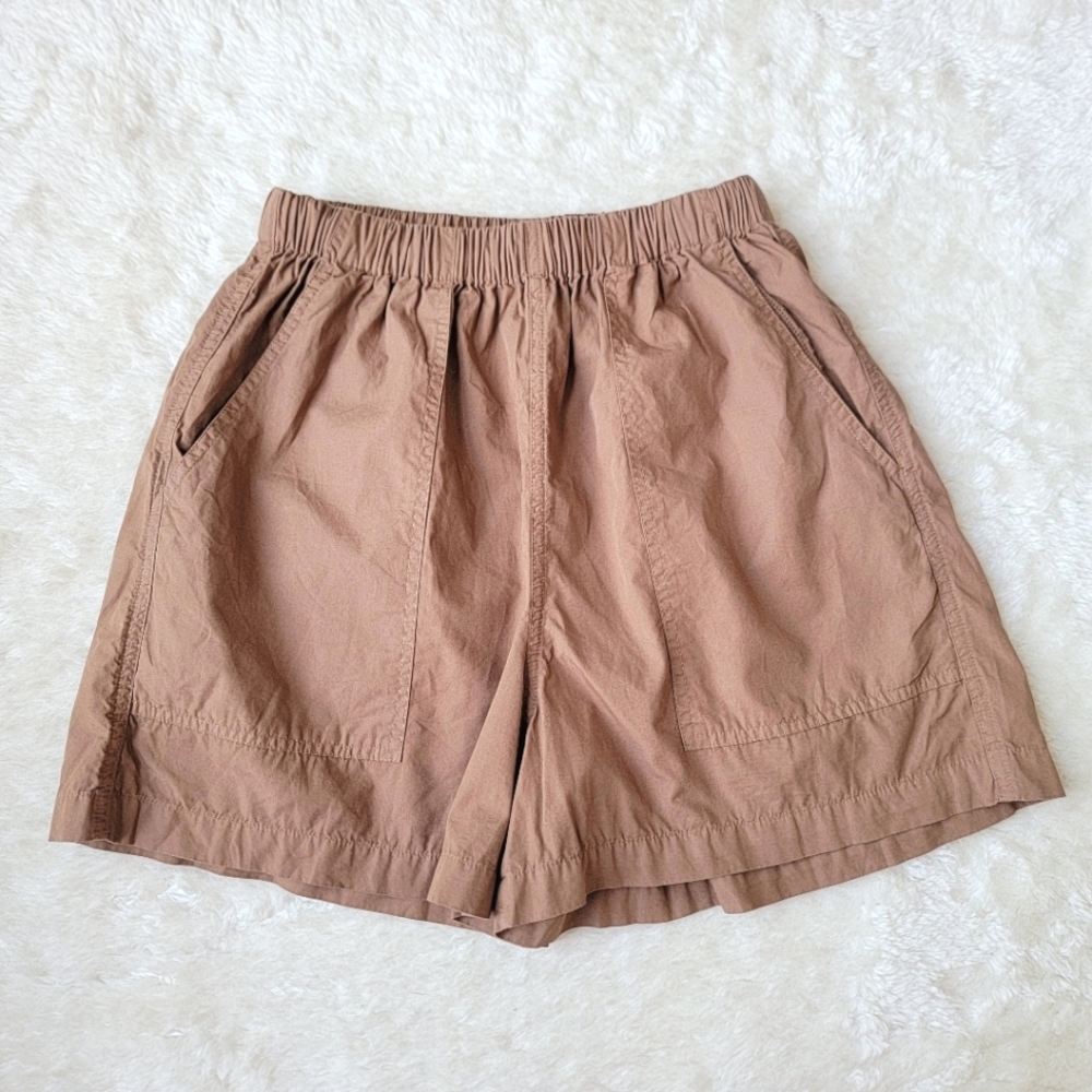 NWOT Ozma 100% Organic Cotton Poplin Juno Shorts, Almond Brown, XS
